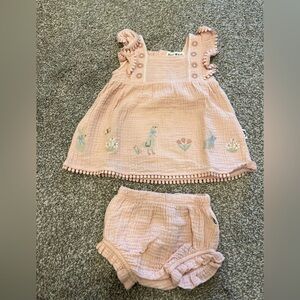 Rabbit + Bear organic cotton Muslin dress and bloomers